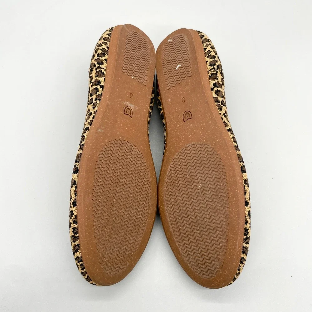 Rothys The Loafer Little Cat Womens 8 Leopard Print Knit Flats Slip On Preppy